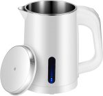 Small Electric Kettle Stainless Steel, 0.6L Portable Travel Electric Tea Kettle, Mini Hot Water Boiler Heater for Business Trip, Camping, Travel, Office