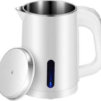 Small Electric Kettle Stainless Steel, 0.6L Portable Travel Electric Tea Kettle, Mini Hot Water Boiler Heater for Business Trip, Camping, Travel, Office