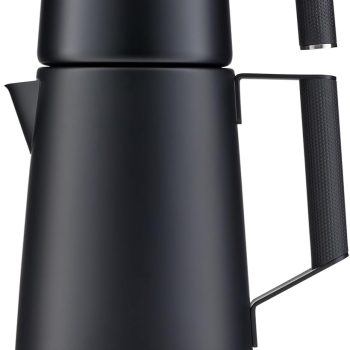 Turkish Tea Maker Machine Pro, Electric Double-Pot Teapot 1.75L 120V, 120 Min Keep-Warm, Stainless Steel BPA-Free, Auto Shut-Off & Boil-Dry, LED Brew Ring, Matte Black