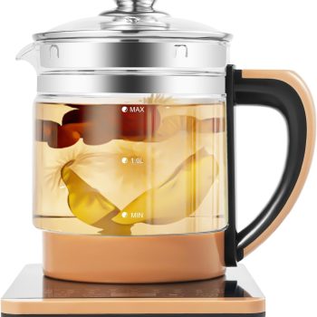 Multifunctional Electric Glass Kettle, 1.8L Smart Hot Water Boiler, 800W Programmable Coffee Maker, 110V Multi-Mode Soup & Egg Cooker with Tea Strainer for Home Office Tea Coffee