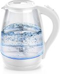 Electric Kettle, 1.7L 1200W, Hot Water Boiler, Auto Shut Off, Boil-Dry Protection, BPA Free, Borosilicate Glass Electric Tea Kettle